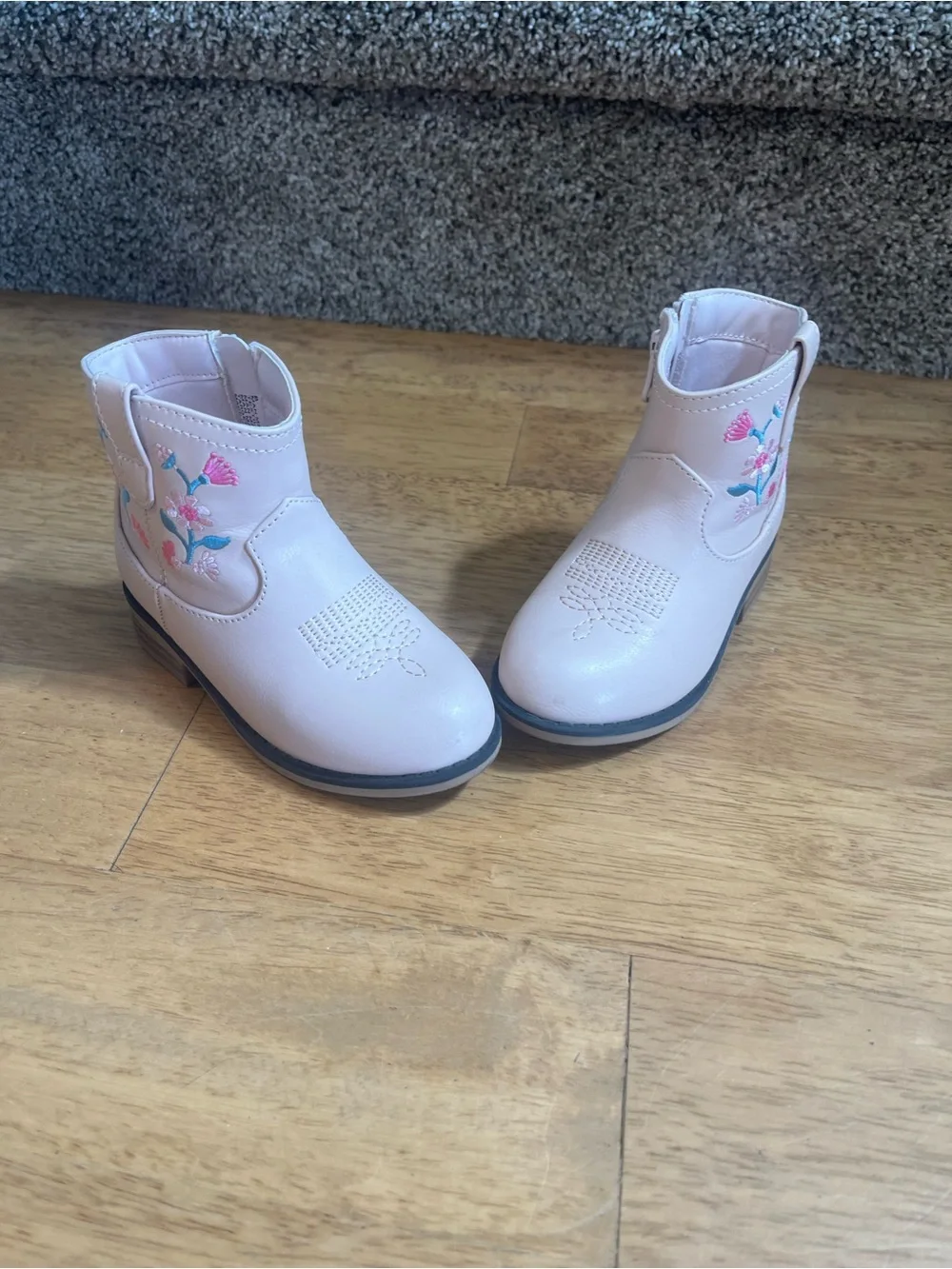 Cat & Jack Light Pink Floral Embroidered Kids Boots